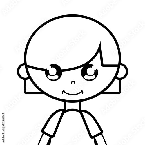 line tender girl child with pijama and hairstyle
