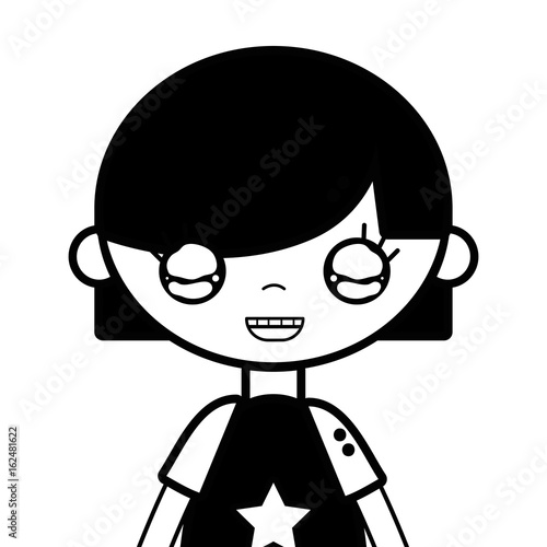 contour tender girl child with pijama and hairstyle