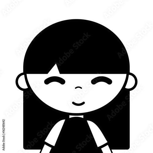 contour tender girl child with pijama and hairstyle