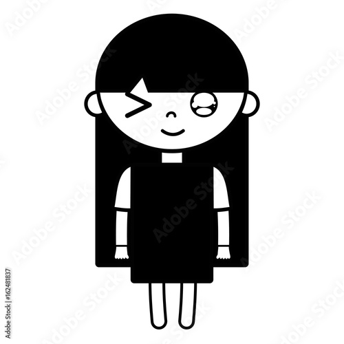 contour tender girl child with pijama and hairstyle