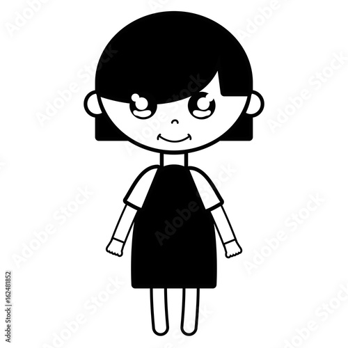 contour tender girl child with pijama and hairstyle