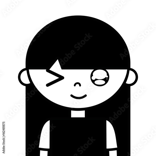 contour tender girl child with pijama and hairstyle