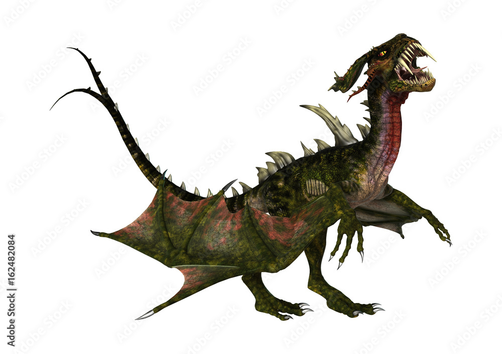 3D Rendering Fantasy Dragon on White 3D Rendering Fantasy Dragon on White