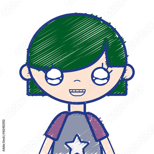 tender girl child with pijama and hairstyle