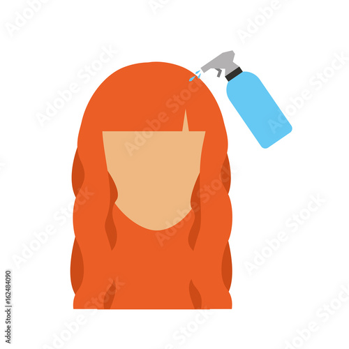 head woman with spray bottle barber product vector illustration design