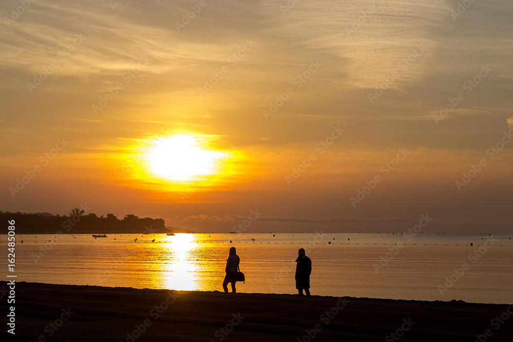 Sunrise on the beach in France, Saint-Tropez Sunrise on the beach in France, Saint-Tropez