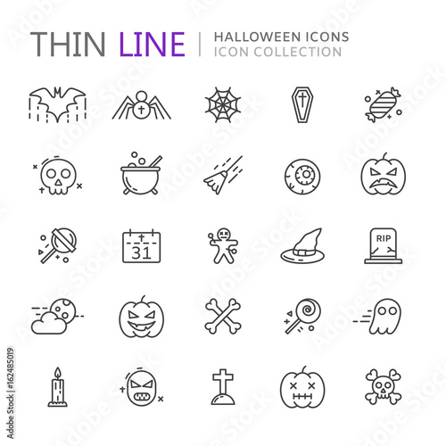 Collection of halloween thin line icons