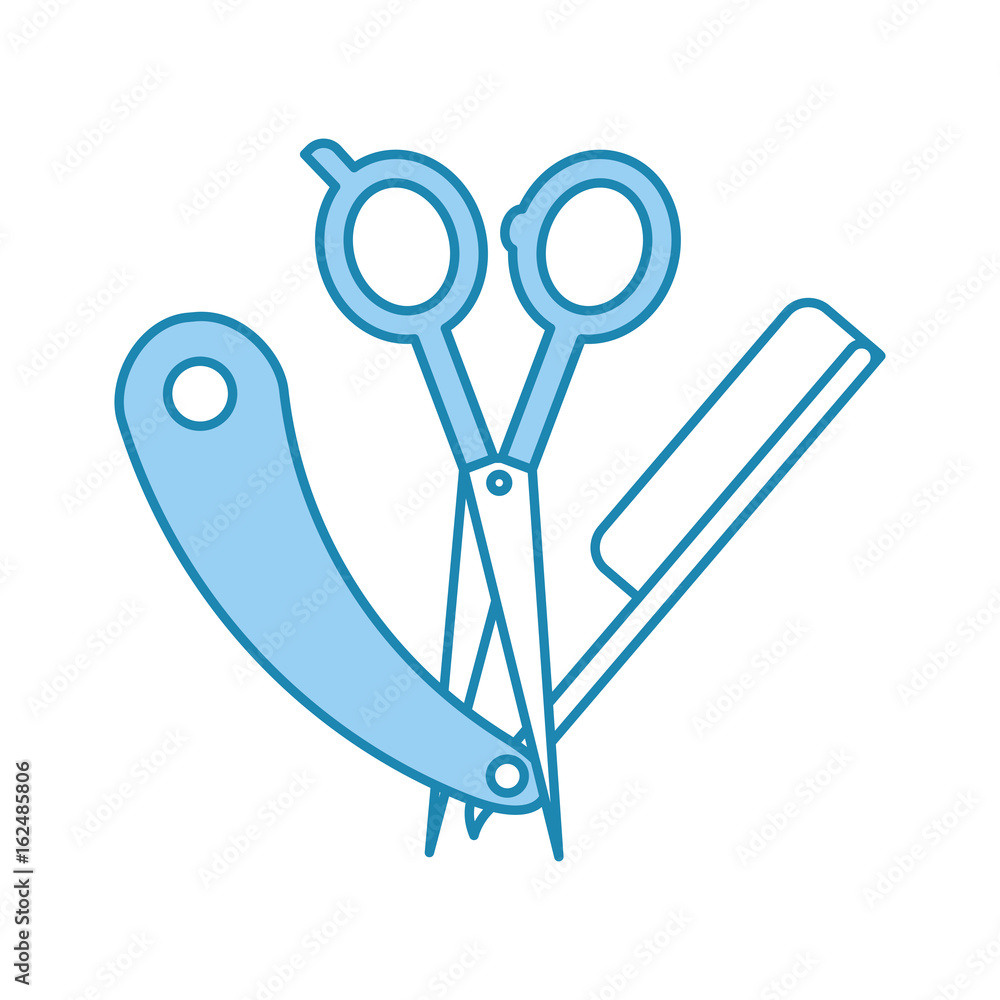 barbershop scissor with sazor blade vector illustration design barbershop scissor with sazor blade vector illustration design