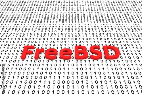 FreeBSD as a binary code, 3d illustration photo