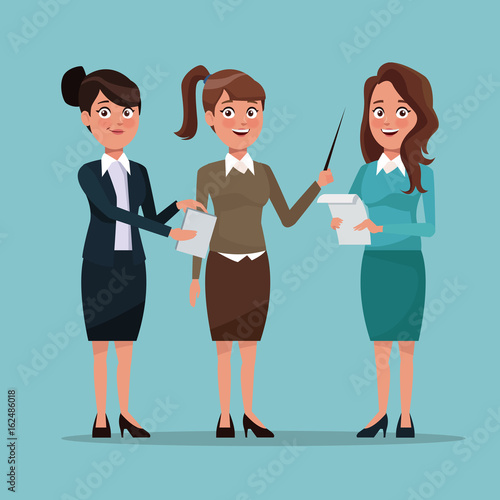 color background full body set of executive women