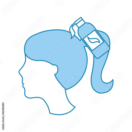 head woman with shampoo bottle barber product vector illustration design