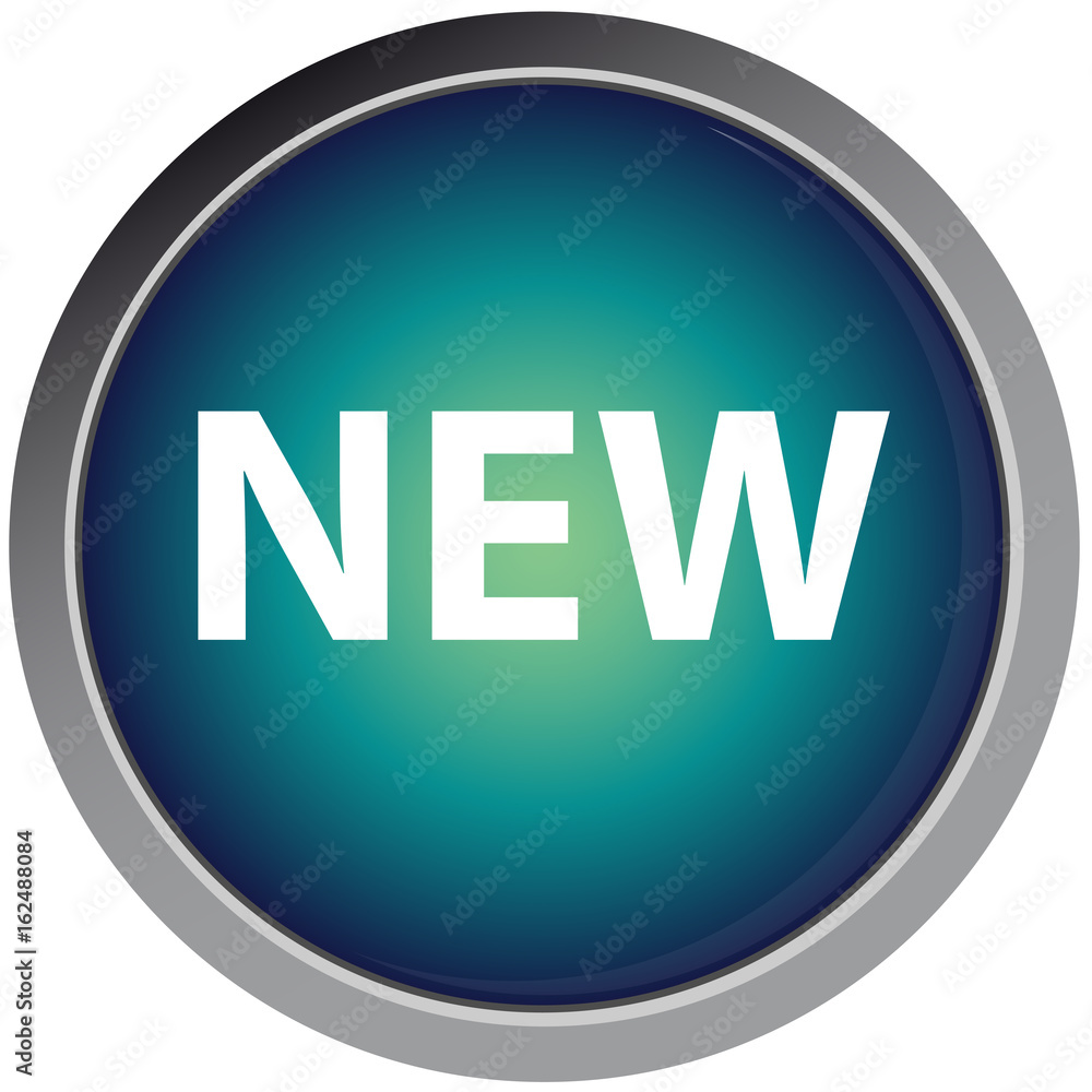 Glossy Button mit Aufschrift New
