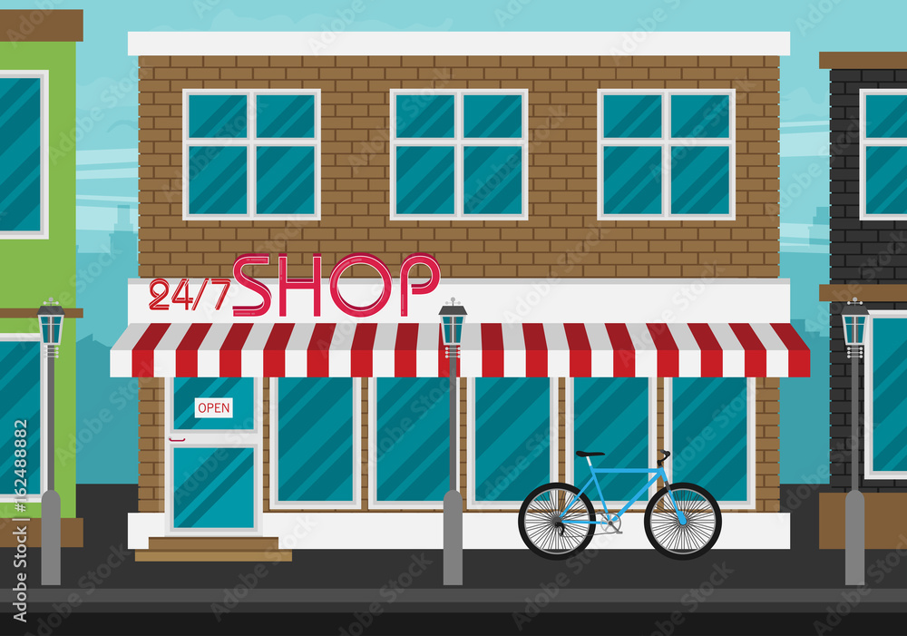 Flat shop building flat vector. Flat shop building flat vector.