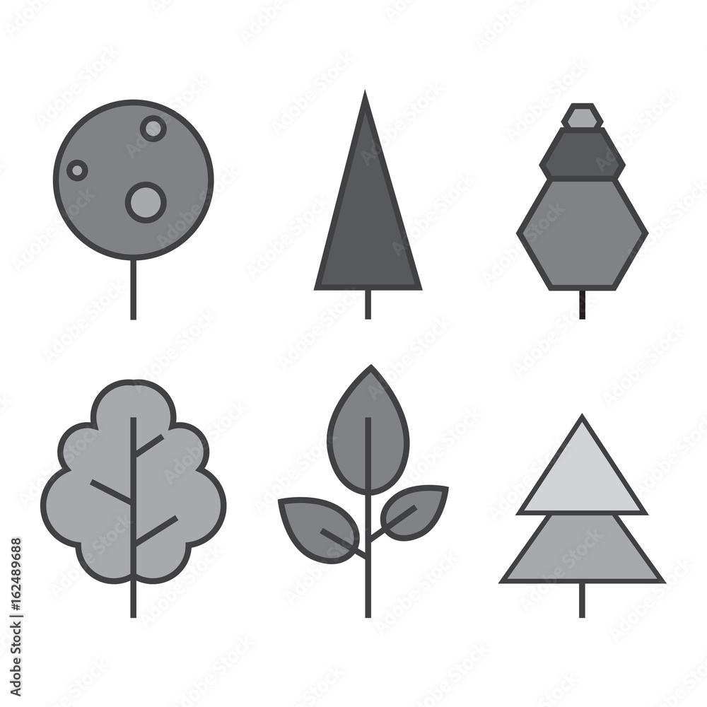 Set of vector line Trees. Forest creative icons Set of vector line Trees. Forest creative icons