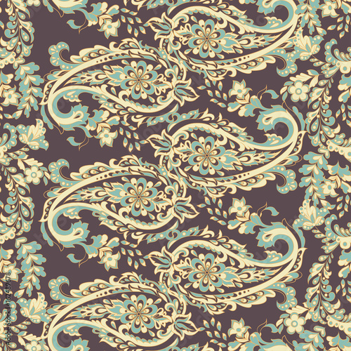 Paisley seamless ornament. Vector background