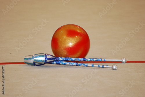 Before the competition of rhythmic gymnastics