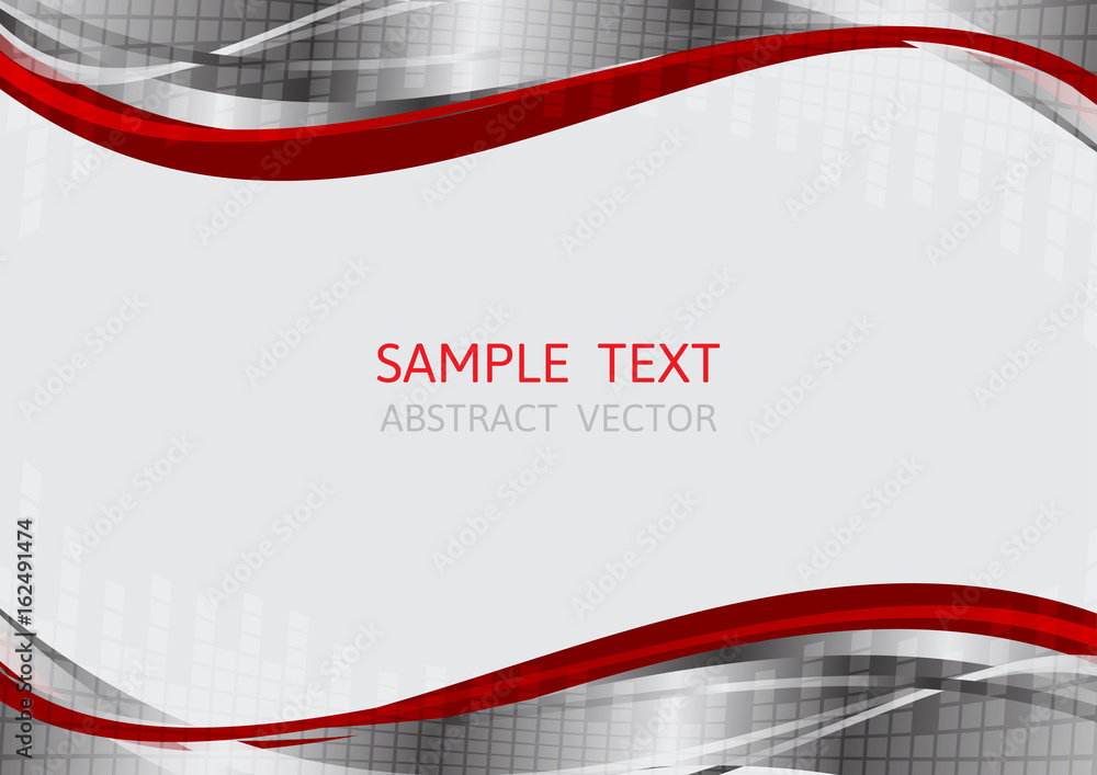 silver and red wave vector background with copy space - obrazy, fototapety, plakaty 