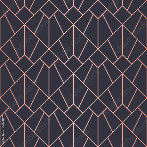 Geometric pattern consisting of lines. Trendy Copper Metallic look.