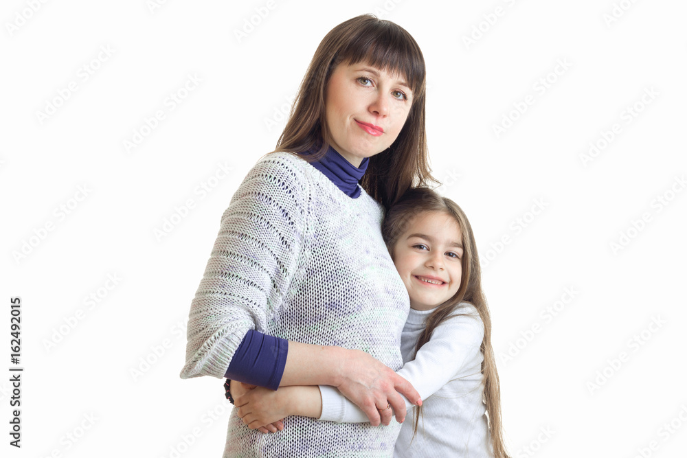 a little gentle girl tight hugs her mother hands a little gentle girl tight hugs her mother hands