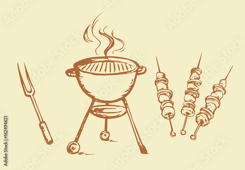 Rack for a barbecue. Vector drawing