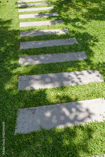 Square block walk way in garden