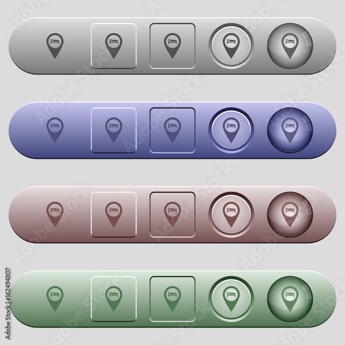 Hotel GPS map location icons on horizontal menu bars