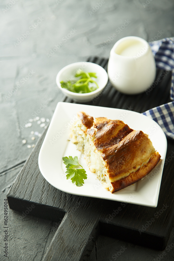Pie with potato and herbs or Burek pie Pie with potato and herbs or Burek pie