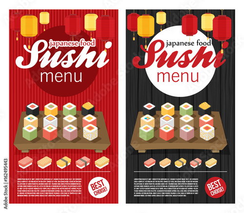 Vector sushi menu template. Flat vector.