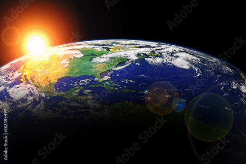 The earth ans sun on space