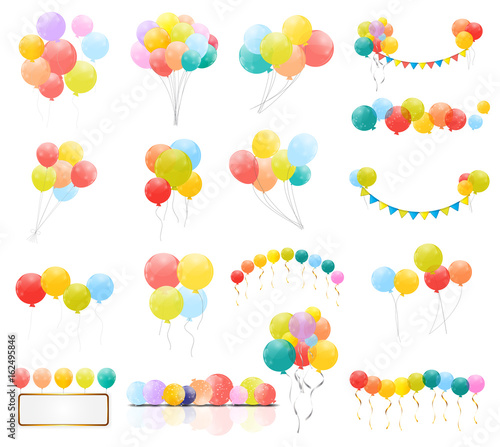 Canvas Group of Colour Glossy Helium Balloons Isolated on Transperent  Background