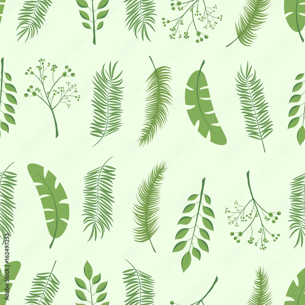 Tropical palm leaves, jungle leaves seamless vector floral pattern background. Easy to use for backdrop, textile, wrapping paper, wall posters.