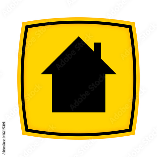 gelbes Schild - Icon - Haus Unterkunft