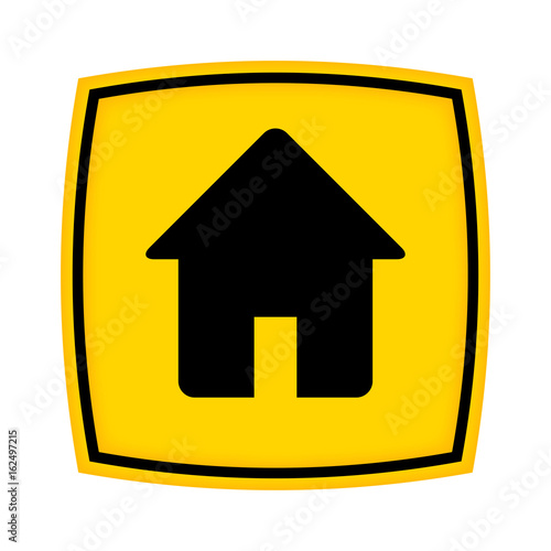 gelbes Schild - Icon - Haus Immobilie