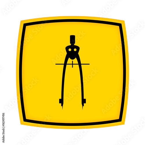 gelbes Schild - Icon - Zirkel