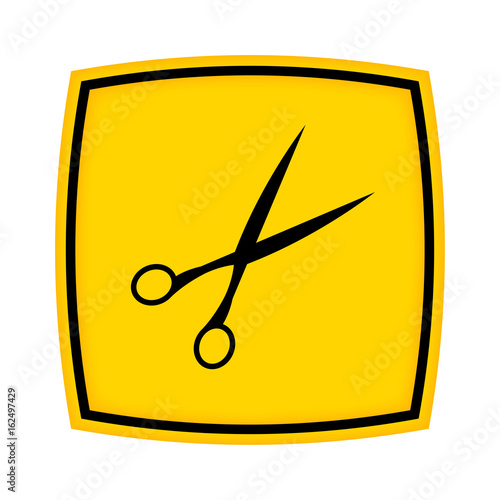 gelbes Schild - Icon - Schere