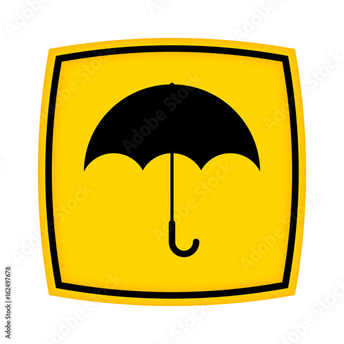 gelbes Schild - Icon - Regenschirm