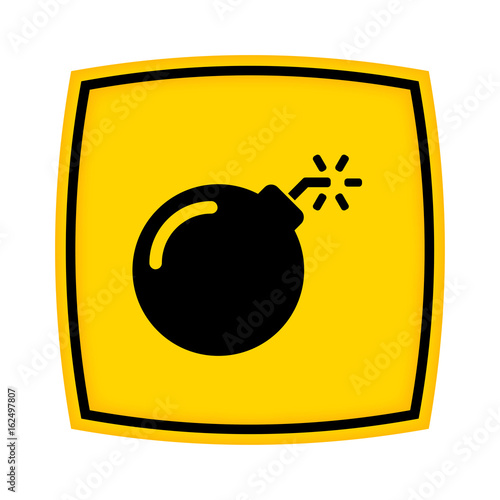 gelbes Schild - Icon - Bombe
