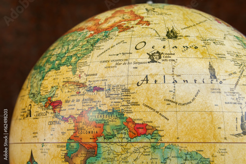 Close-up of vintage spanish globe