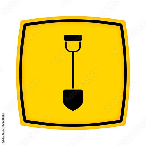 gelbes Schild - Icon - Schaufel
