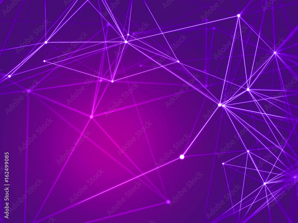 Abstract purple blue background . Connection structure with dots and lines. Science and Big data.
