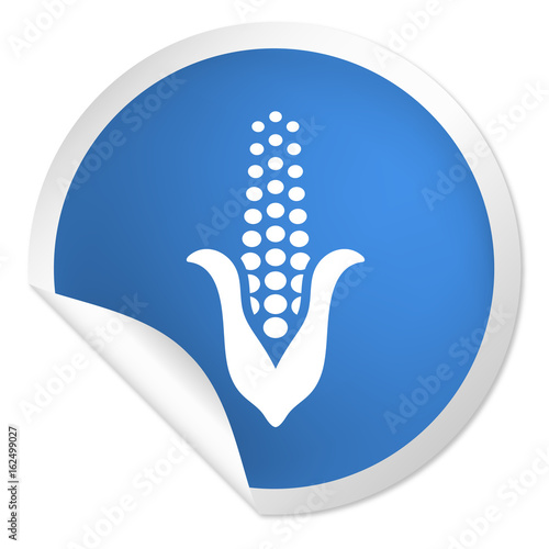 runder Sticker blau - Maiskolben