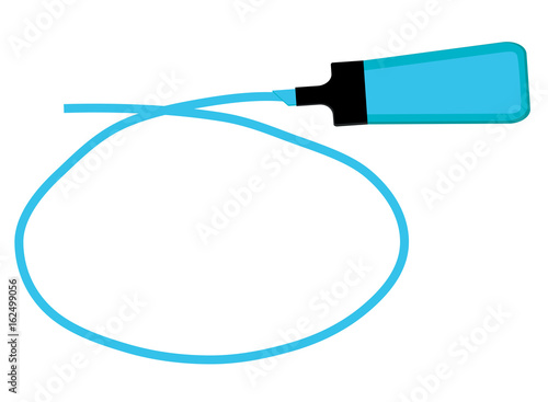 Single blue highlighter pen with hand drawn blue circle to highlight text.