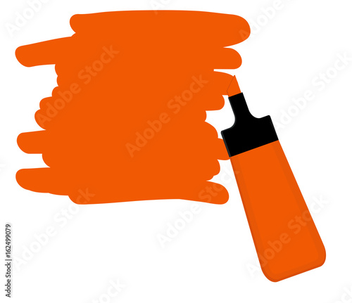Orange highlighter pen with orange area for writing a message.