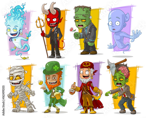 Cartoon cool funny monster characters vector set