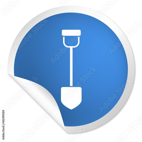 runder Sticker blau - Schaufel
