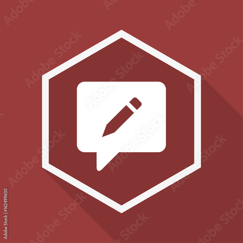 Poly Button mit Schatten - Sprechblase mit Stift - Kommentar