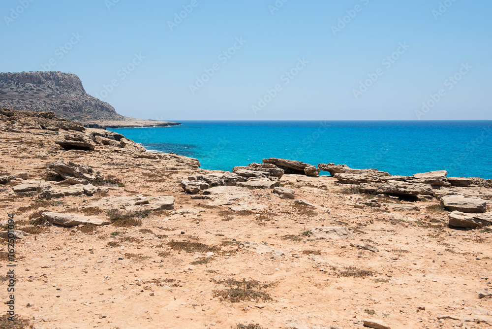 Rocky sea coastline in Cyprus