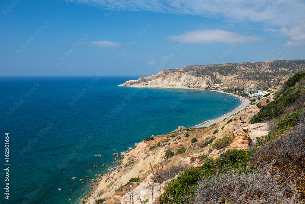 Sea and coastline view from a rocky height Sea and coastline view from a rocky height