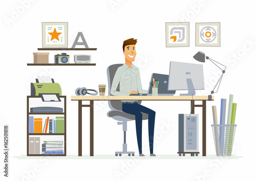 Office Man - modern vector flat illustration