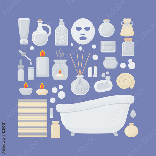 Bathroom vector flat icons set